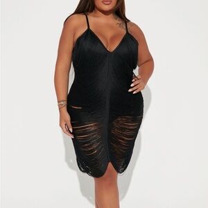 Plus size sheer black dress